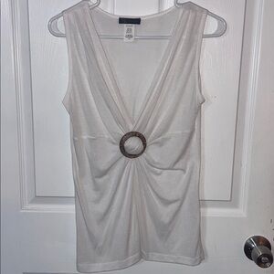 Kld Signature White Sleeveless Blouse